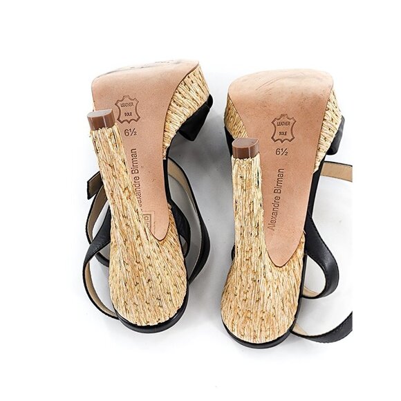 ALEXANDRE BIRMAN NWOB Black Leather Ankle Strap Platform Sandals Heels - Picture 9 of 12